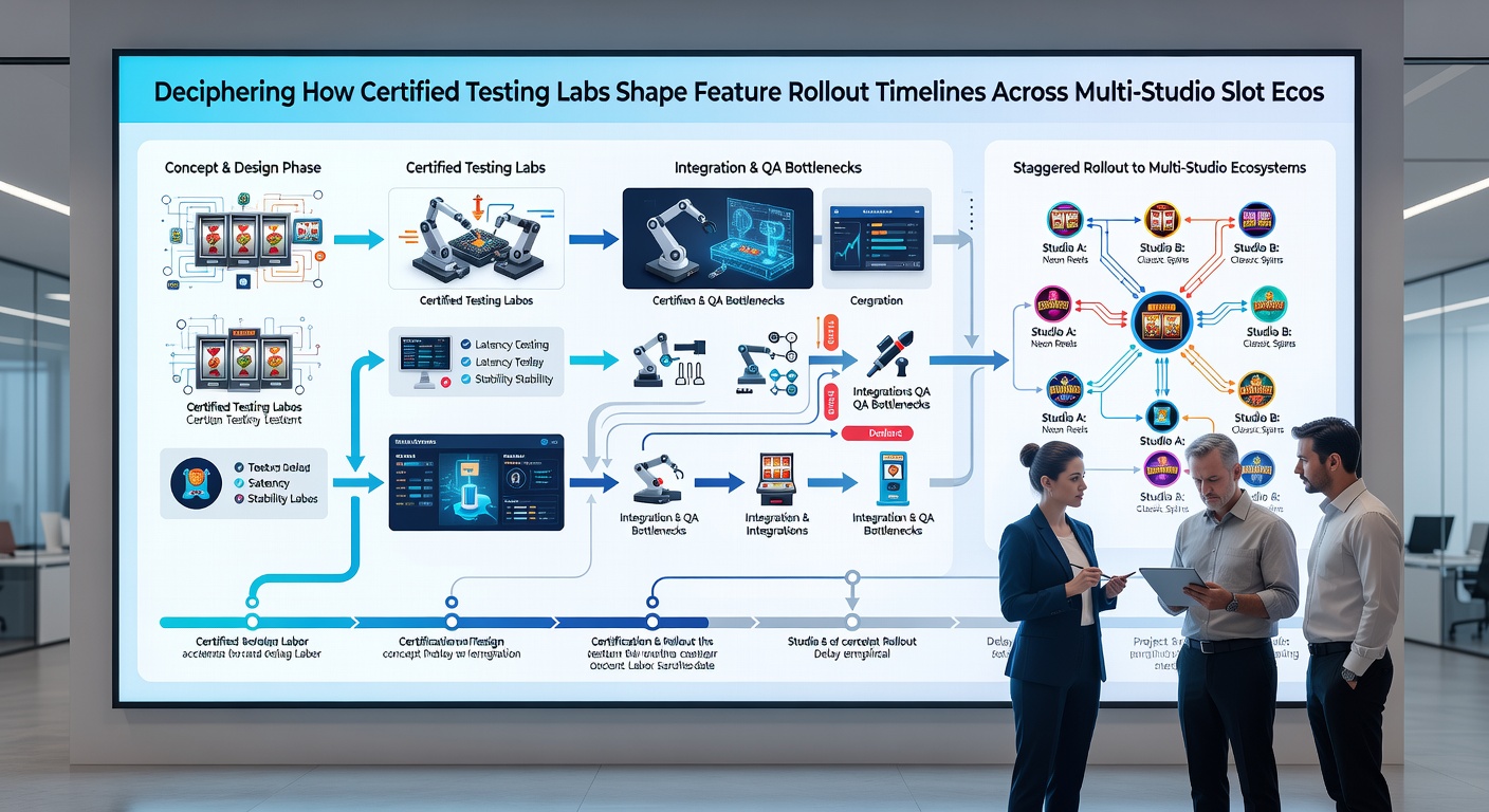 Slot game certification workflow diagram showing testing stages and approval checkpoints