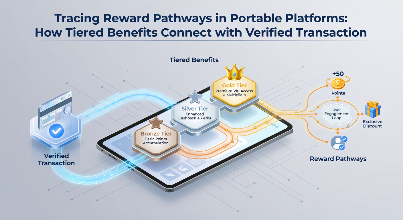 Supplier technology interface displaying secure transaction verification and tier benefit synchronization for mobile gaming